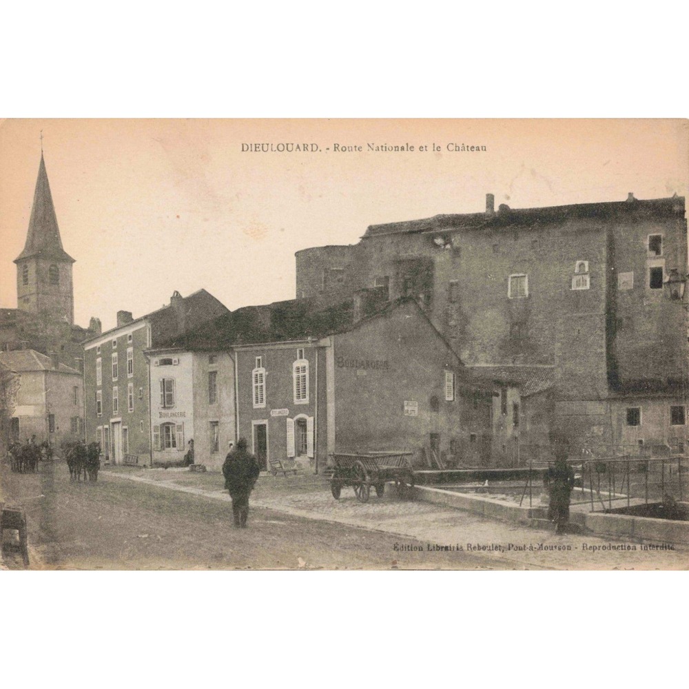 Dieulouard France Chateau Route Nationale Bakery Boulangerie Cart Postcard c1910 - Picture 1 of 2